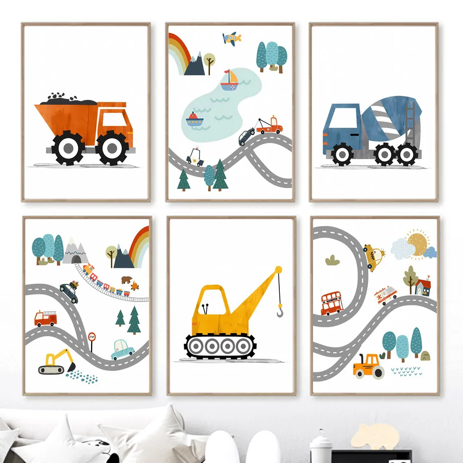 Heavy Equipment Background - Toile de peinture imprimée de Style