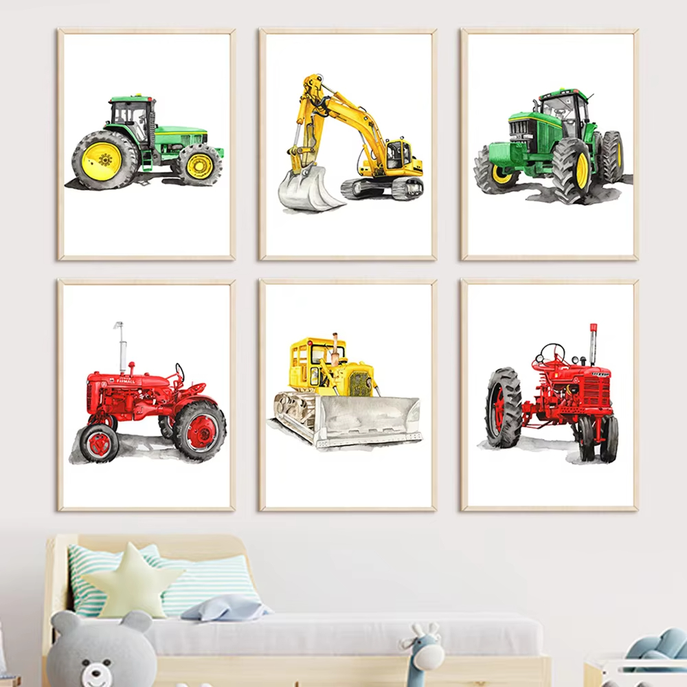 Heavy Equipment Background - Peinture sur toile de pelle mécanique,