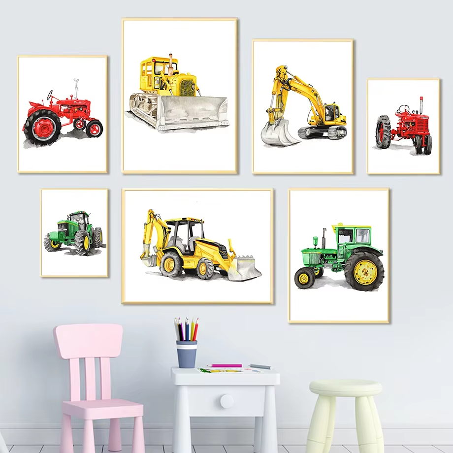 Peinture sur toile de pelle mé - Heavy Equipment Background avis et prix